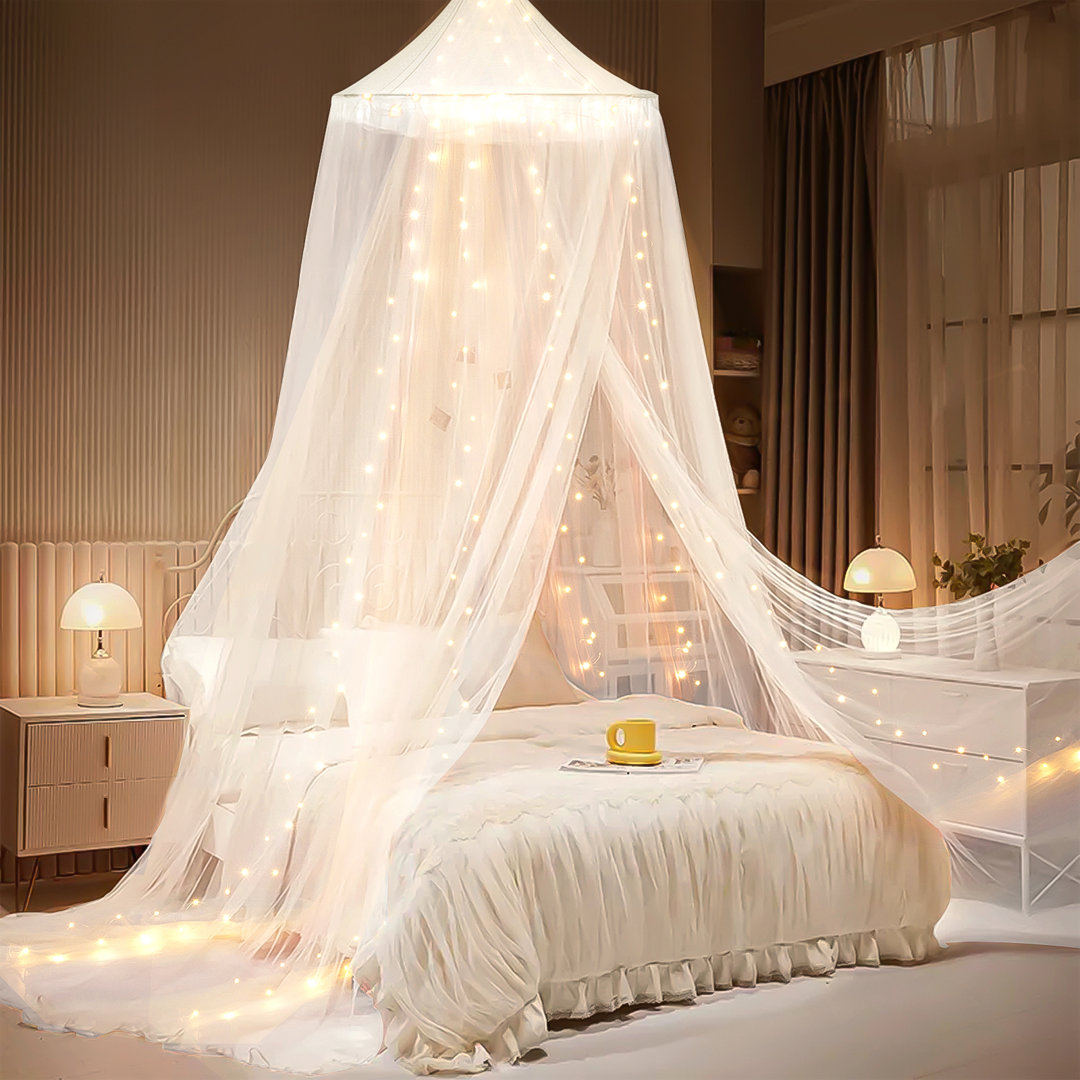 Bed Canopy with Lights, Bed Canopy with Luminous Stars, Canopy Bed Curtains for Twin to King Size Bed